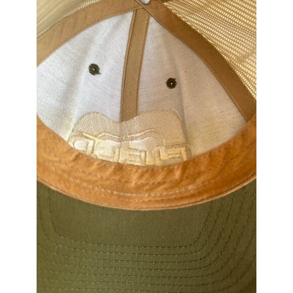Field Logo Olive & Beige Trucker Hat Adjustable Snapback - Picture 5 of 5